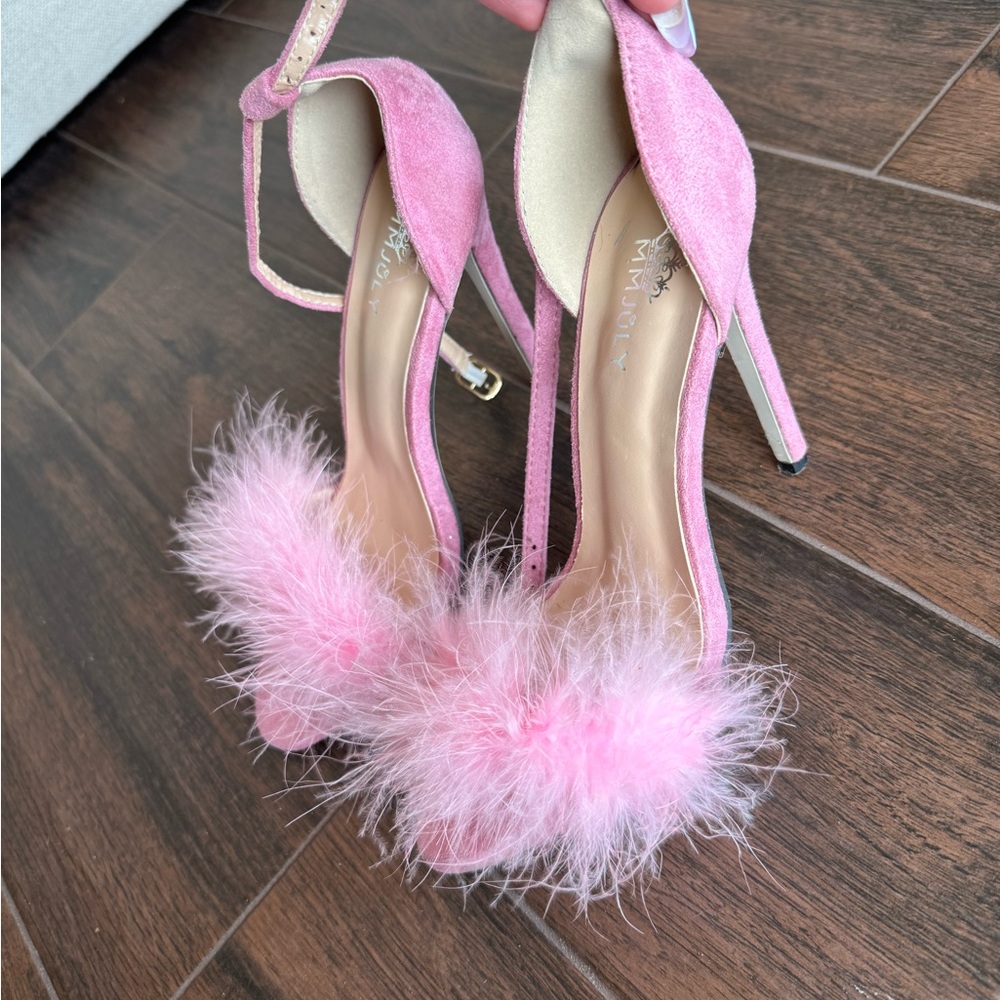 Pink Feathered Women's Heels